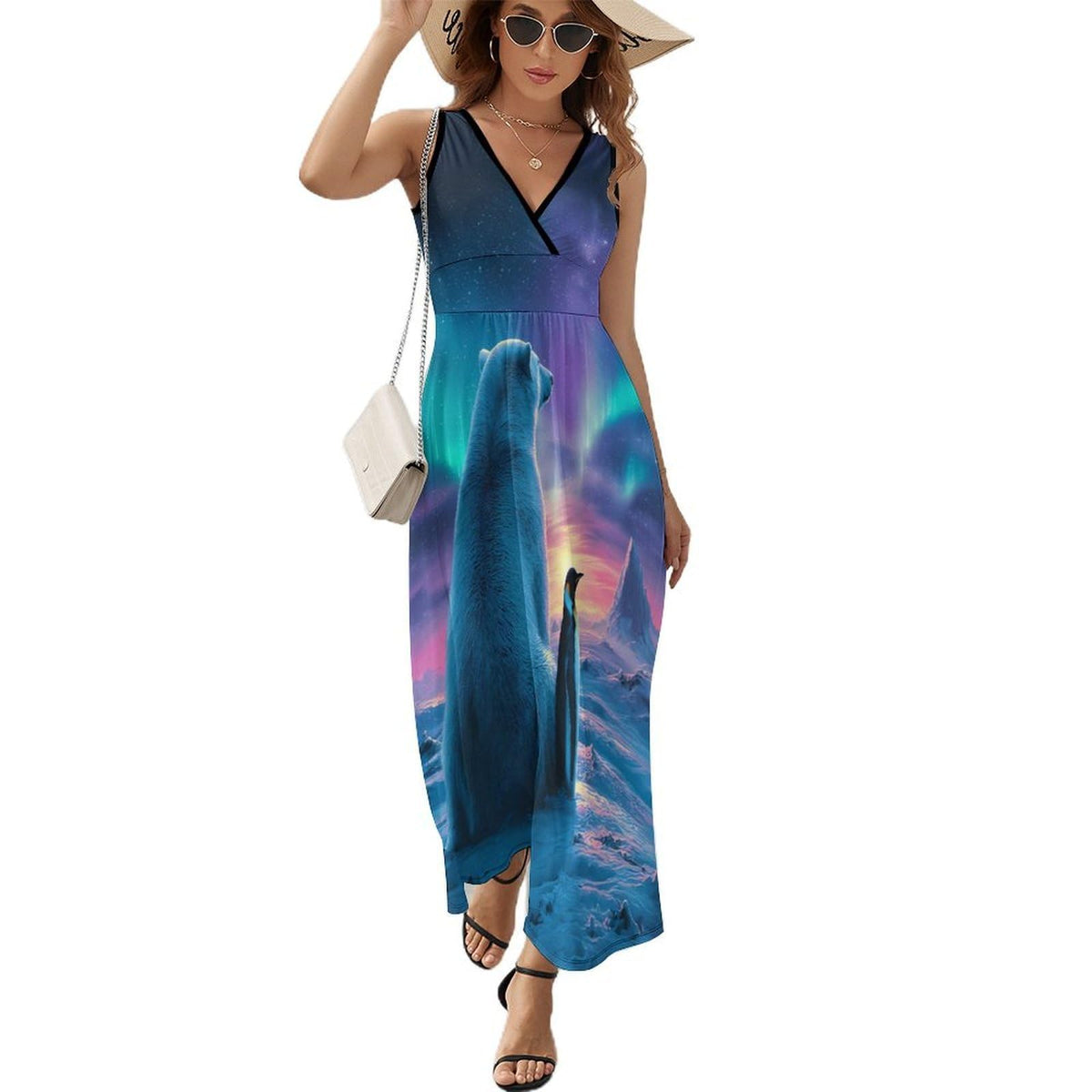 longue sans manches Northern Lights Beer Penguins pour femme