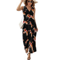 longue maxi femme Flying Flamingo, sans manches, col en V, style décontracté, idéale pour la plage.