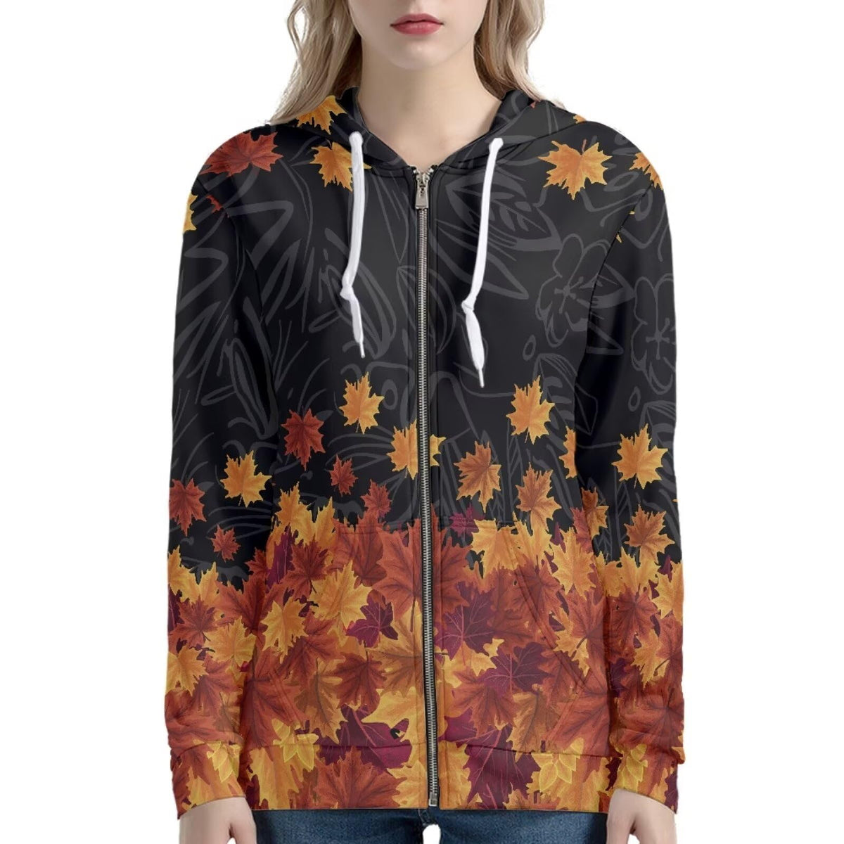 Pulls zippés à motif feuille d'érable pour femmes, sweats d'automne pour femmes, sweats à capuche style années 2000, vestes zippées sportives pour